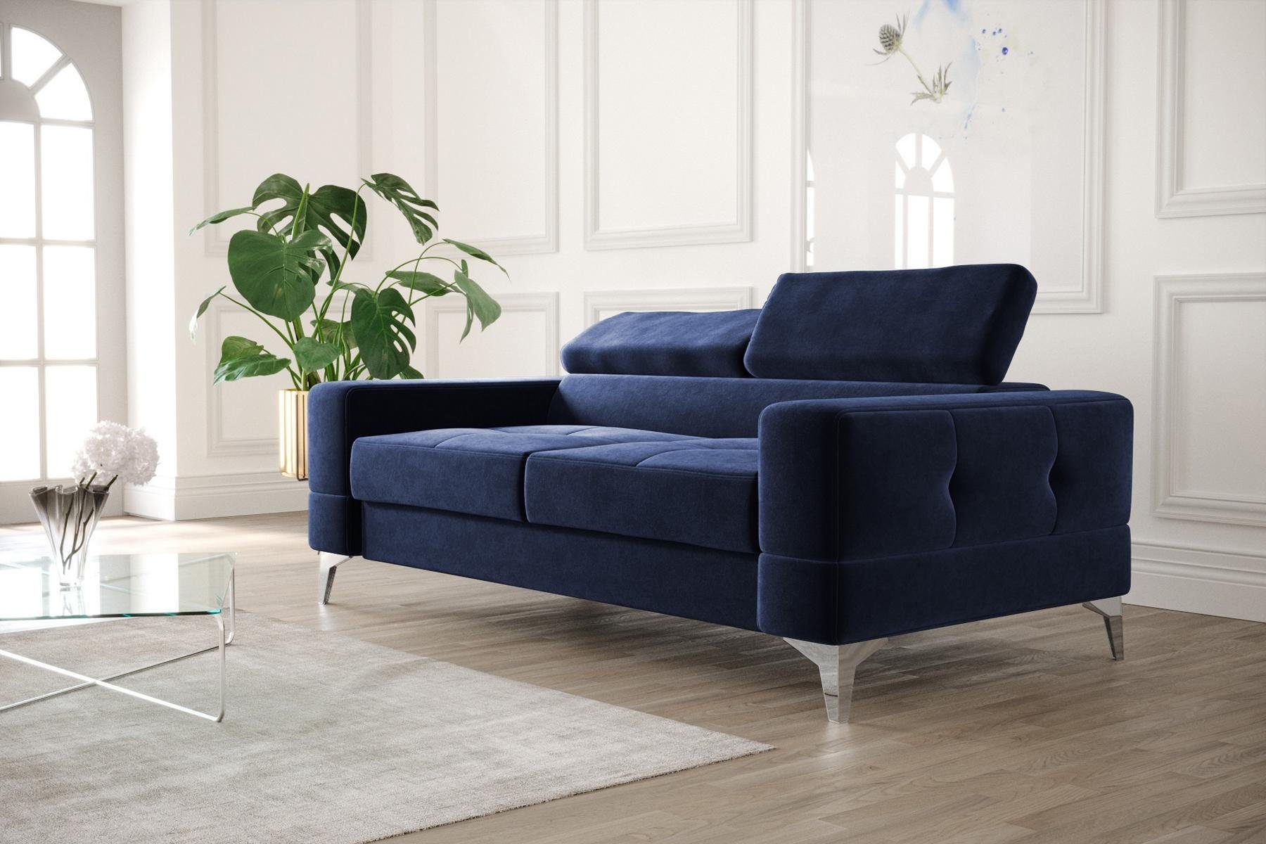 JVmoebel Sofa Schwarzer Zweisitzer Luxus Couch Moderne Wohnzimmer Sitzmöbel, Made in Europe Blau