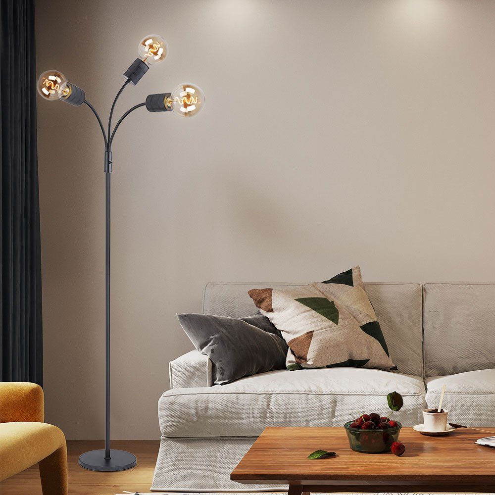 Globo Stehlampe, Leuchtmittel nicht inklusive, Stehlampe Wohnzimmer modern Stehlampe 3 flammig Stehleuchte schwarz