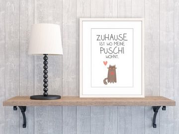 artissimo Poster Poster mit Spruch DinA4 Bild Wandbild Sprüche Text Katze Zuhause, witzige Zitate und Sprüche: Katze