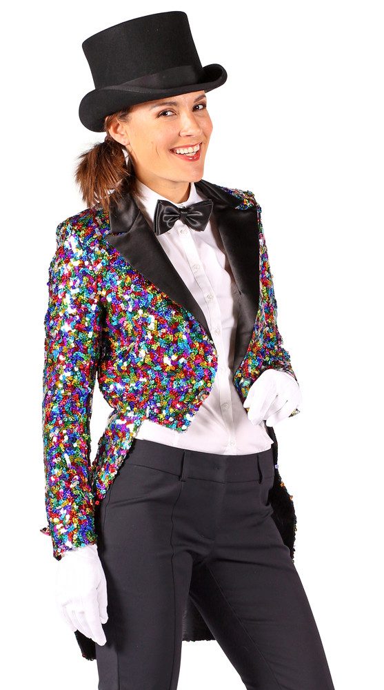 thetru Kostüm Glitzer Pailletten Frack für Damen, Multicolor