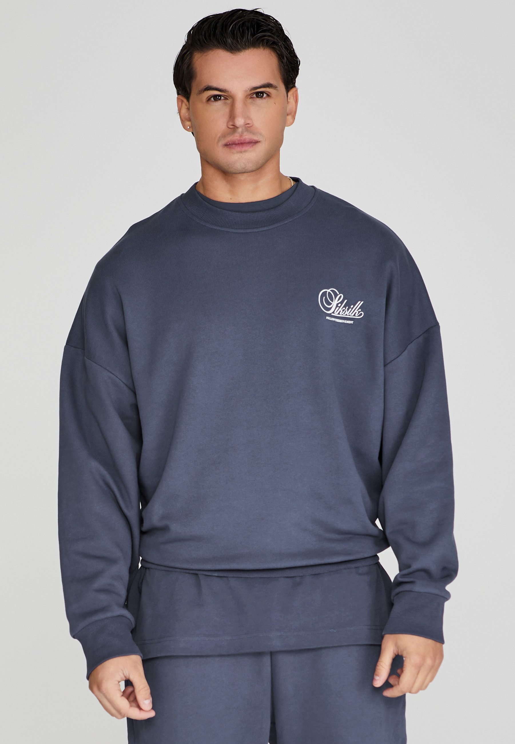 Sweatshirt SikSilk Herren Marineblauer Grafik Pullover