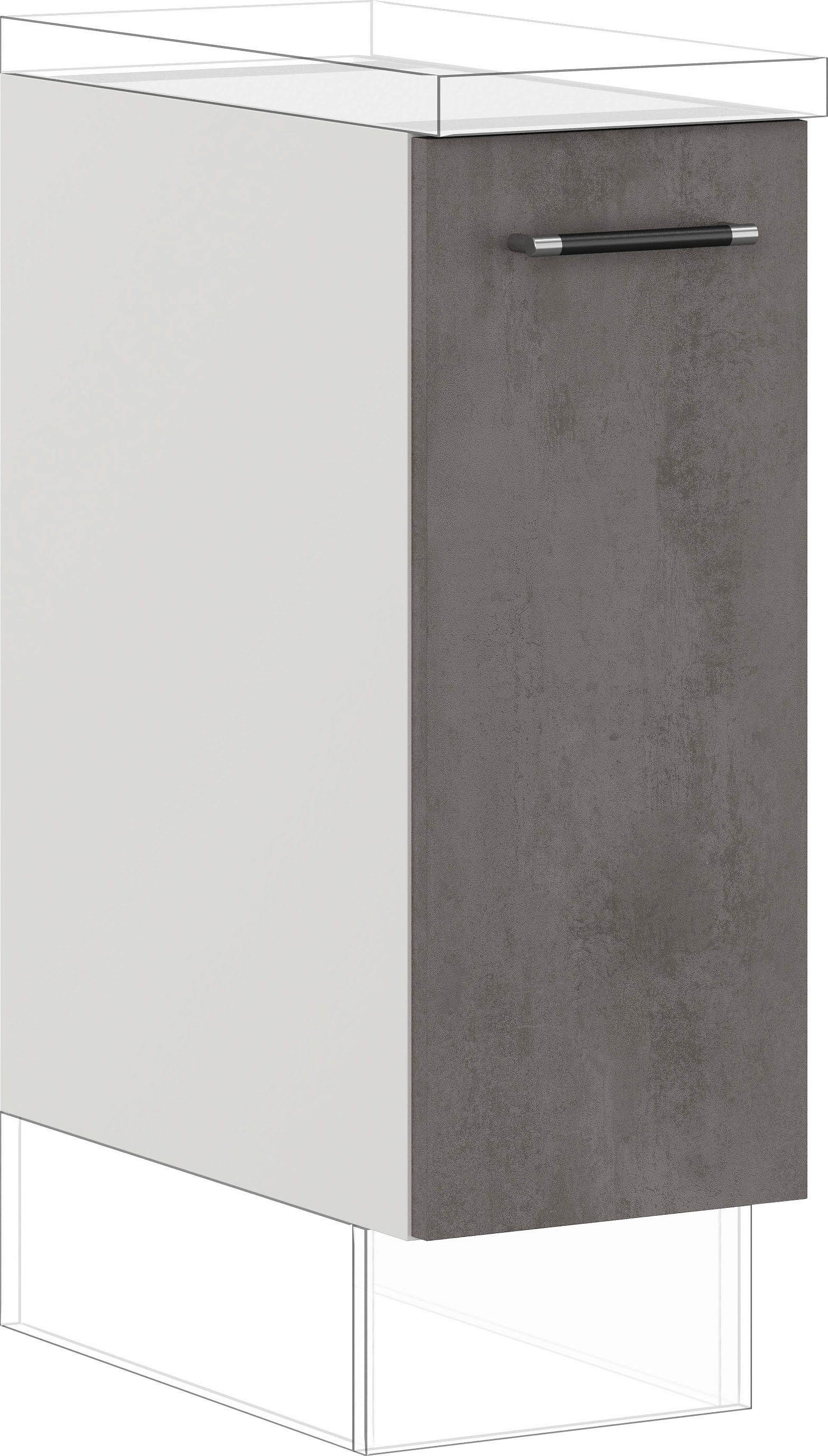 IMPULS KÜCHEN Auszugsunterschrank "Prag", Breite/Höhe: 30/72,3 cm, mit Soft-Close, vormontiert, mit Tasche für Baguettes, mit Korbeinsatz