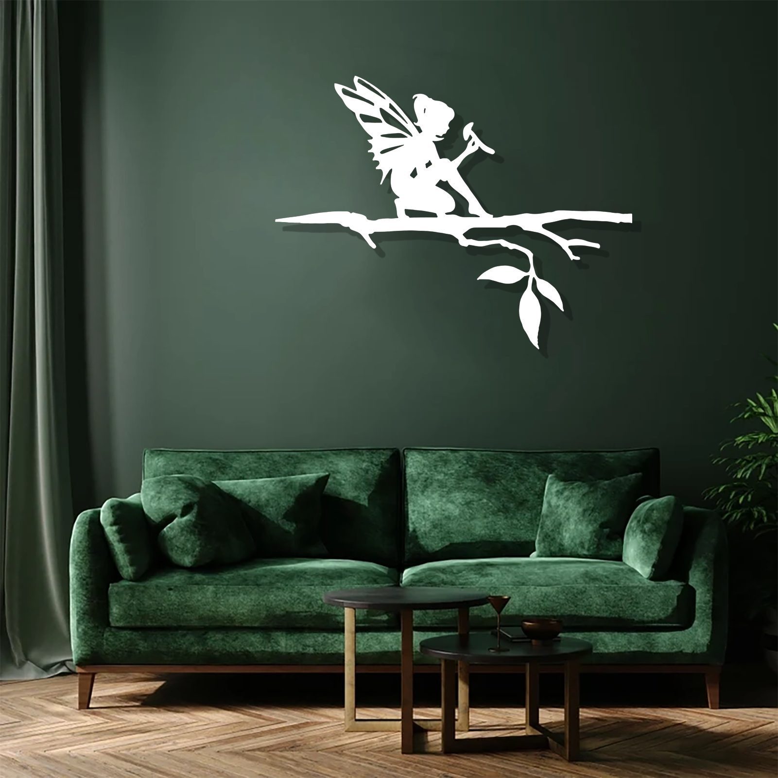 Jumpeak Wanddekoobjekt Elf Metall Wanddekoration, Bäume, Natur, Metall, Hergestellt aus Metall,Schwarz,Weiß,3 Größe