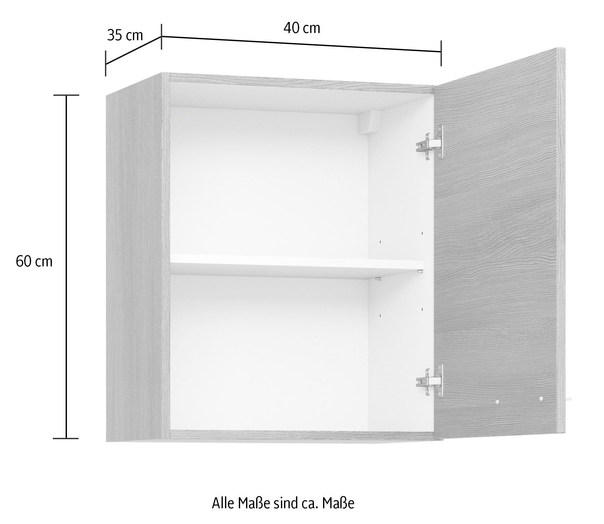 Küchen Einlegeboden, Breite Express hell/anthrazit Hängeschrank anthrazit inklusive Höhe Trea 40 betonfarben O40-60 60 | cm cm,