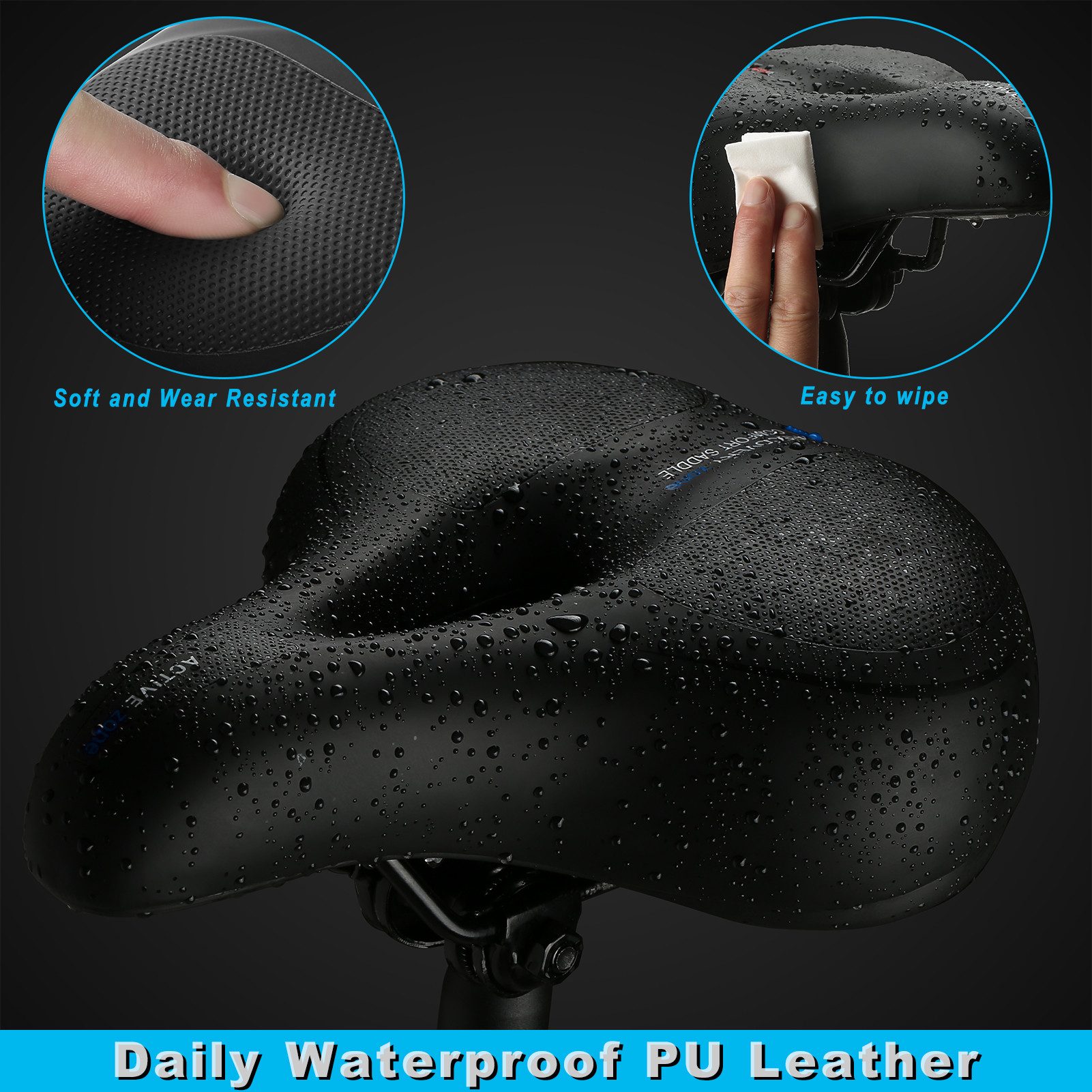 Refined Living Fahrradsattel Bequem Weich Fahrrad Sattel Wasserdicht Atmungsaktiv mit Reflektor (Bequemer Fahrradsättel,Memory Foam, Gel Fahrradsitz, Ergonomischer Fahrradsattel, Bequemer Fahrradsättel für StadtradfahrenBequemer Fahrrad Sattel für Damen Herren, Bike seat, Fahrradsattel Herren, 1-tlg., Fahrradsattel Übergroßer Komfort Gepolsterter,Breiter Fahrradsitz), für Indoor- und Outdoor-Bikes mit weiches Kissen 26 * 22cm