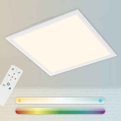 Briloner Leuchten LED Panel »7152-016«, Dimmfunktion, LED fest verbaut, Farbwechsler, Kaltweiß, Neutralweiß, Tageslichtweiß, Warmweiß, CCT-Farbtemperatursteuerung, RGB-Beleuchtung, Dimmbar über Fernbedienung, inkl. Fernbedienung, Nachtlichtfunktion, weiß, LED, 45 x 45 x 5 cm