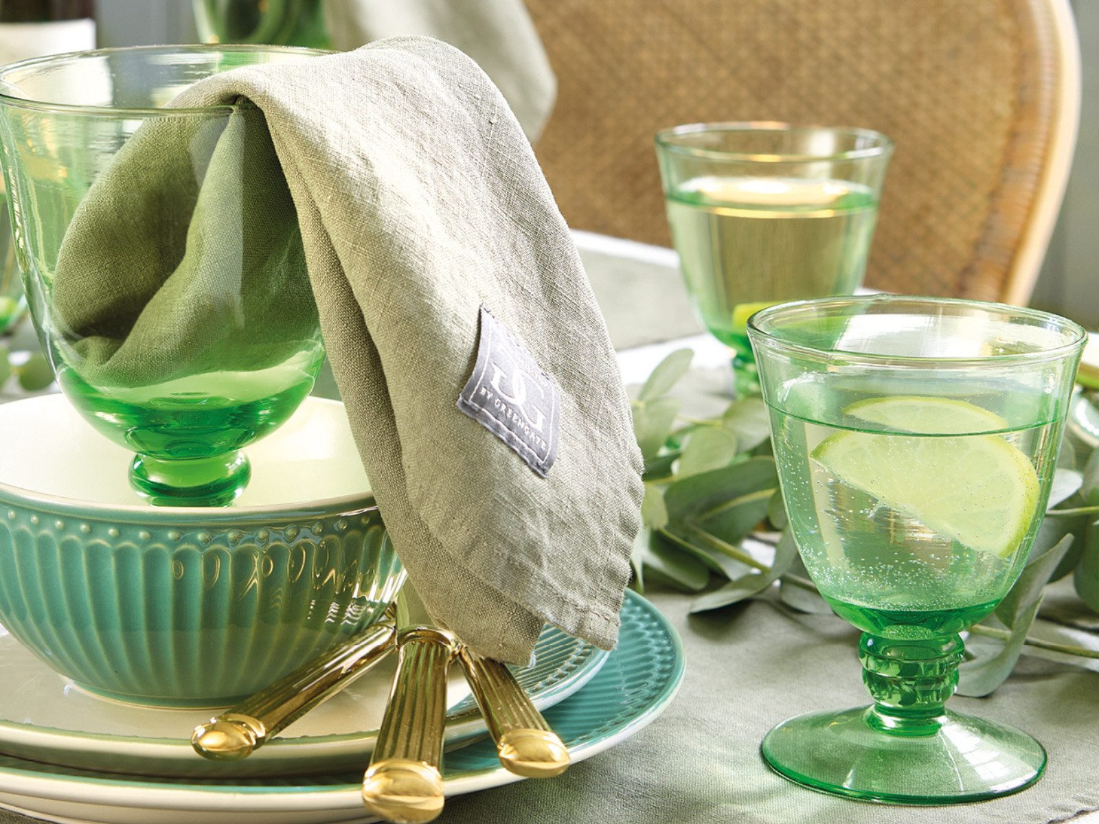 Greengate Geschirr-Set Alice Mini Bowl dusty green 8,5cm Set6, Steingut