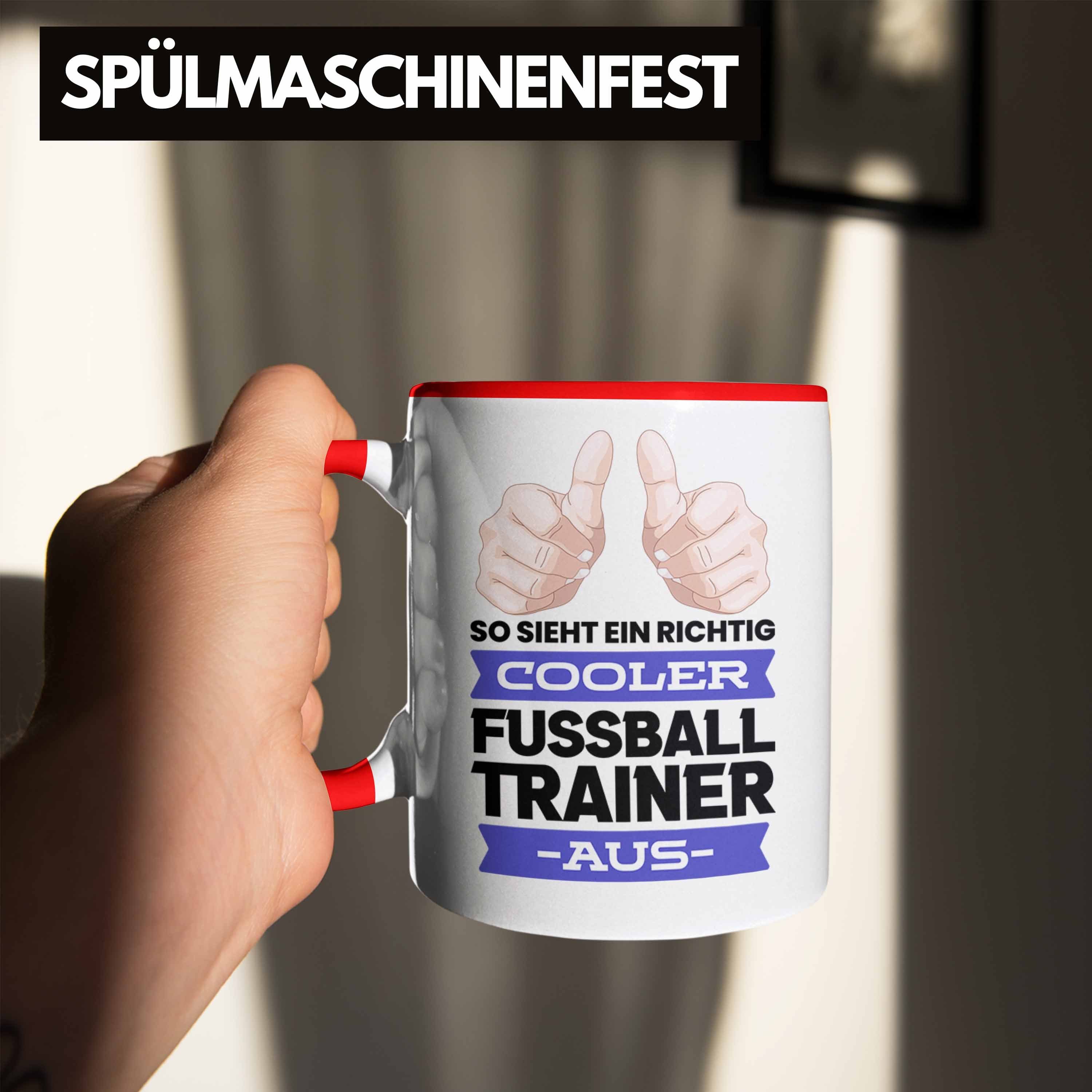 Trendation Tasse Tasse Rot Spruch - Danke Weihnachten Trendation Fußball Geschenkidee Fussballtrainer Geschenk Geburtstag Bester Coach