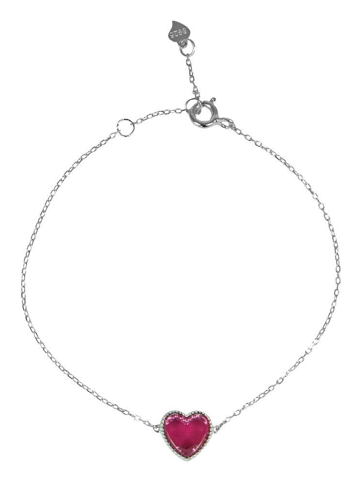 LUISIA® Armband Filigranes Damen Armband mit rosa Herz - 925 Silber (1-tlg., inkl. Schmuckbox)