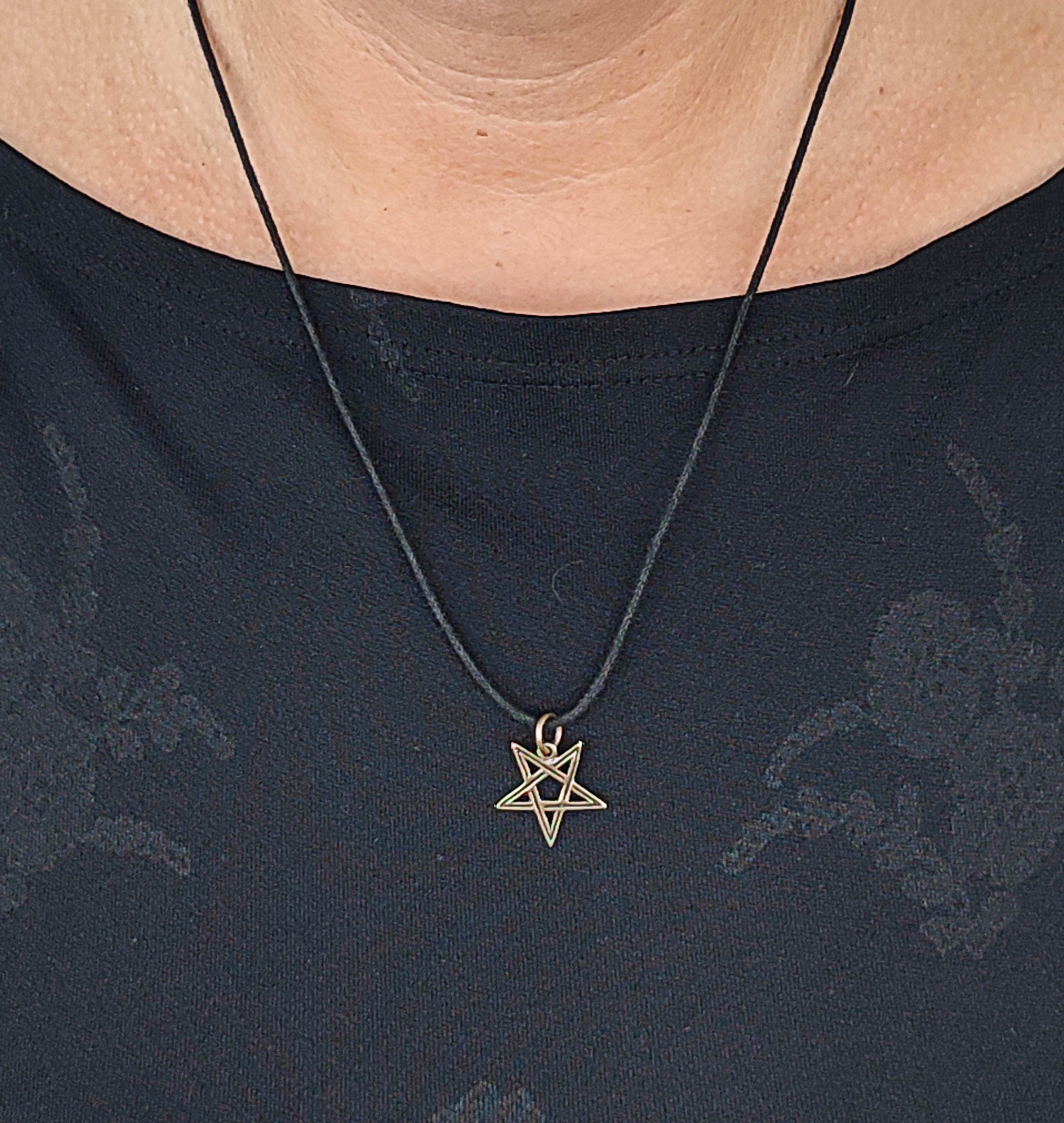 of Kiss Luzifer Satan Pentagramm Kettenanhänger Magie Drudenfuß Leather Bronze Hexe