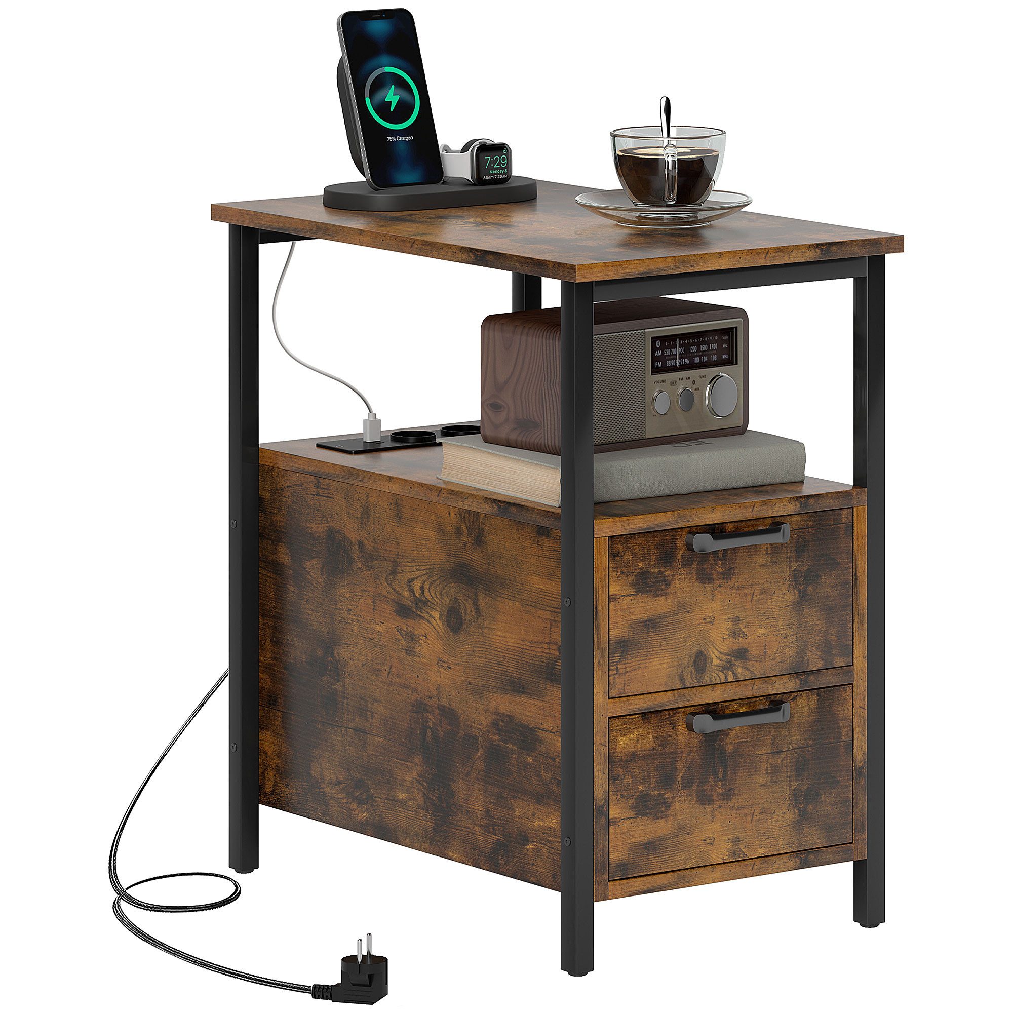 HOMCOM Beistelltisch mit Aufladestation, USB-Anschlüssen und günstig online kaufen