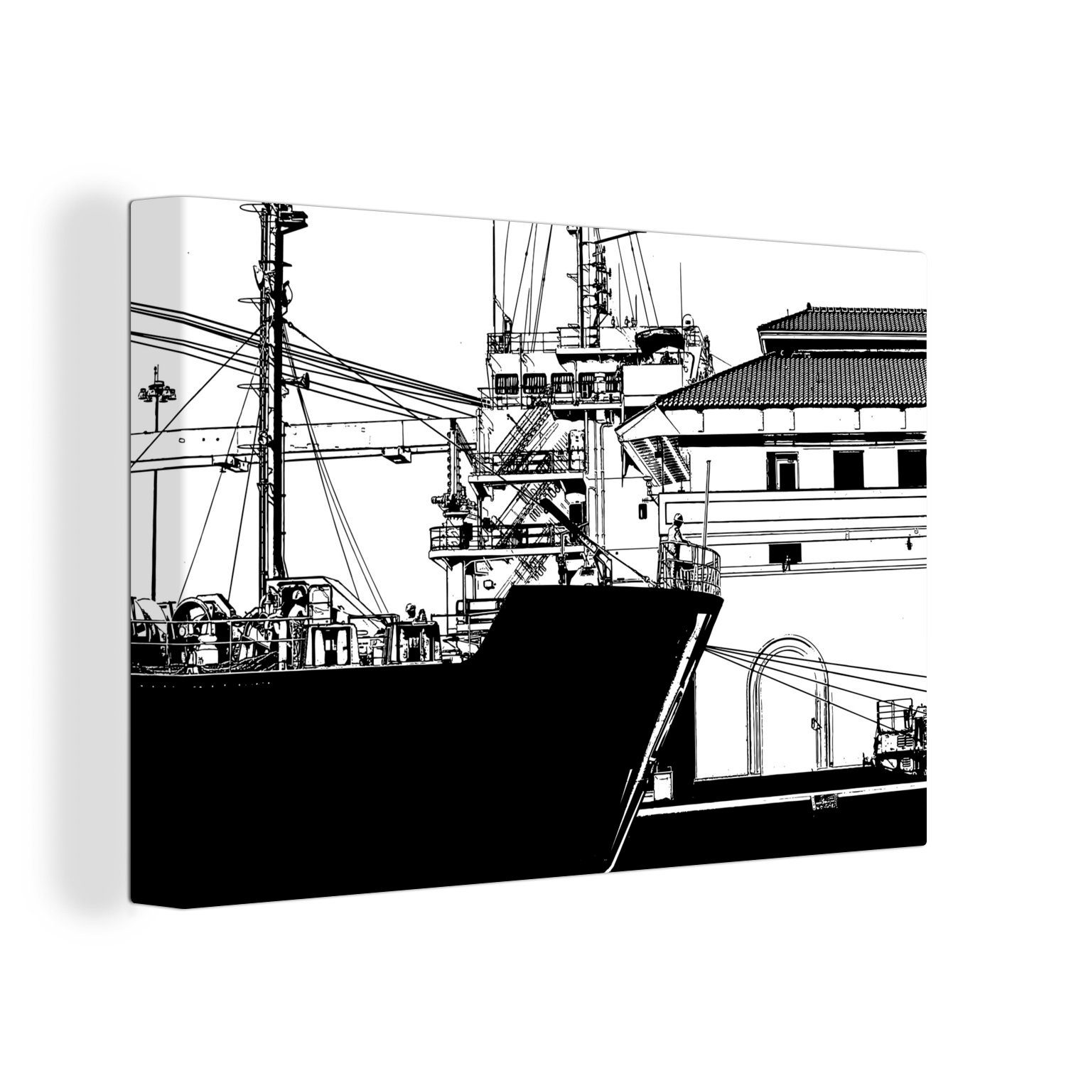 OneMillionCanvasses® Leinwandbild Illustration eines Schiffs im Panamakanal, (1 St), Wandbild Leinwandbilder, Aufhängefertig, Wanddeko, 30x20 cm