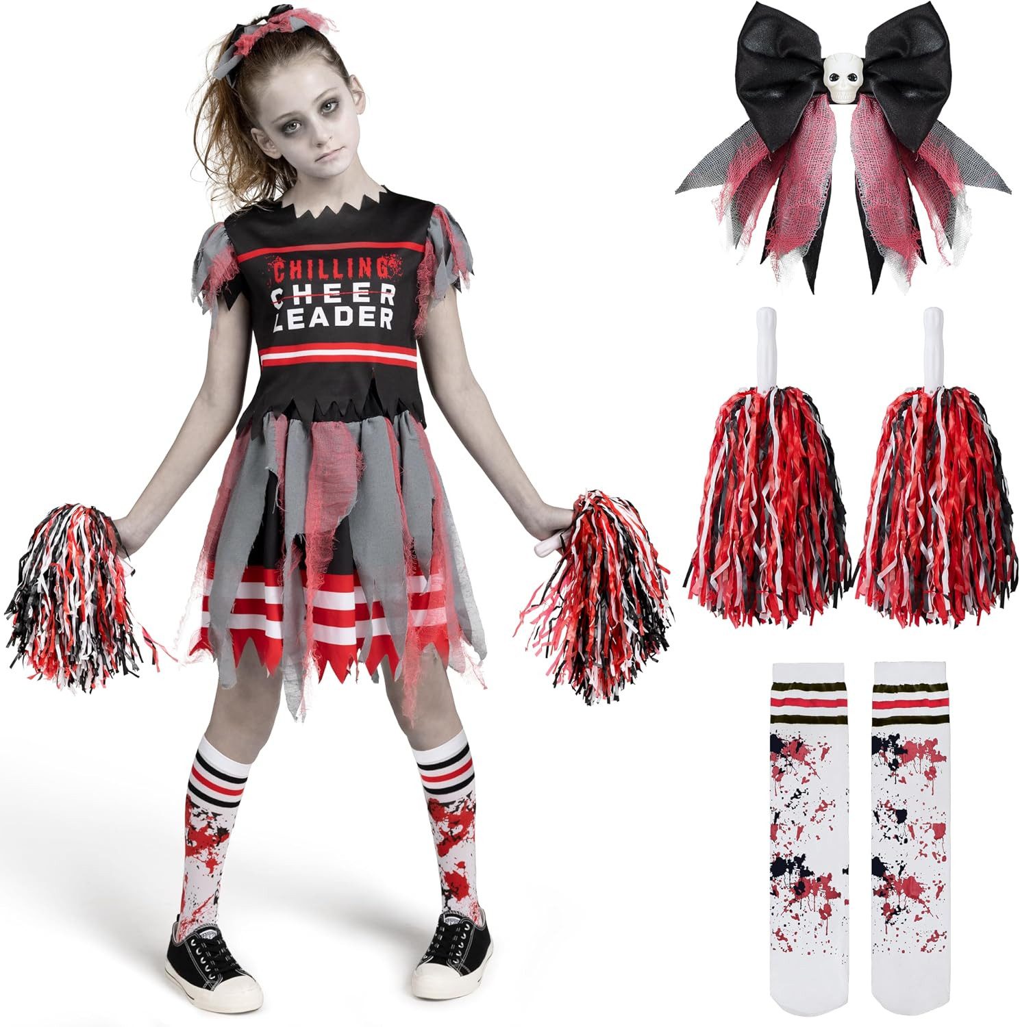 Spooktacular Creations Kostüm Spooktacular Creations Zombie-Cheerleader-Halloweenkostüm für, Totes C