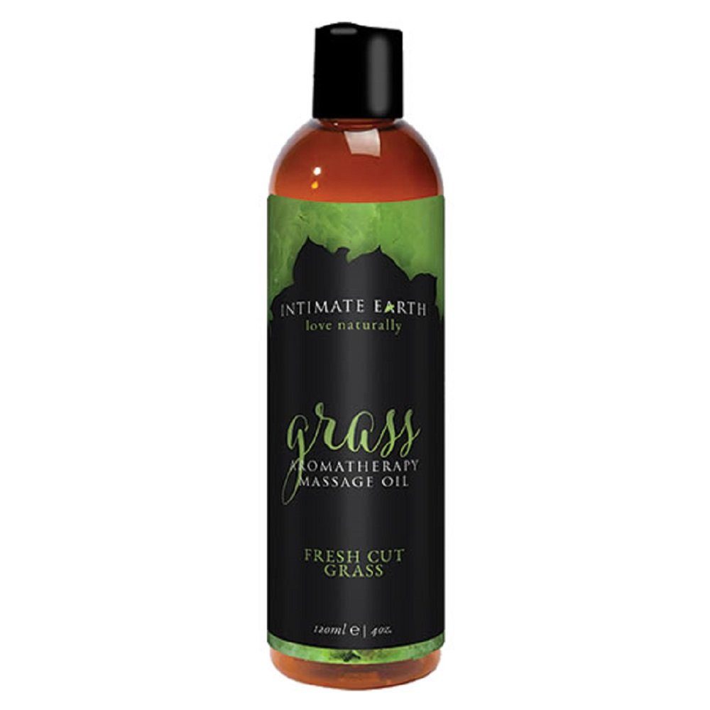 Intimate Earth Gras) Flasche mit Aromatherapie und (frisches Massage-Öl Grass natürliches Massageöl 120ml