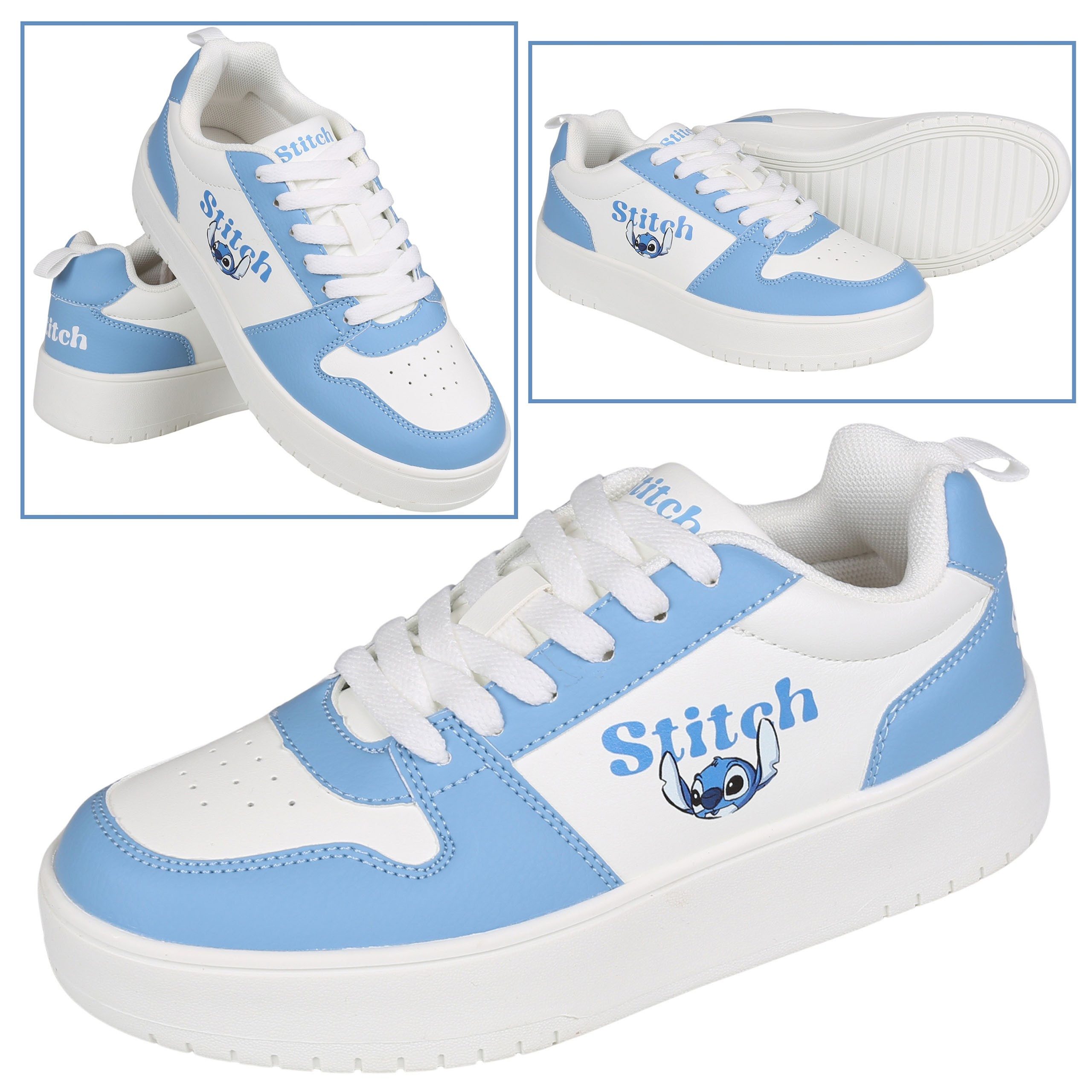 Sarcia.eu Stitch und Angel Disney Frauen Low-Top-Sneaker, blau-weiß 38 EU / 5 UK Sneaker