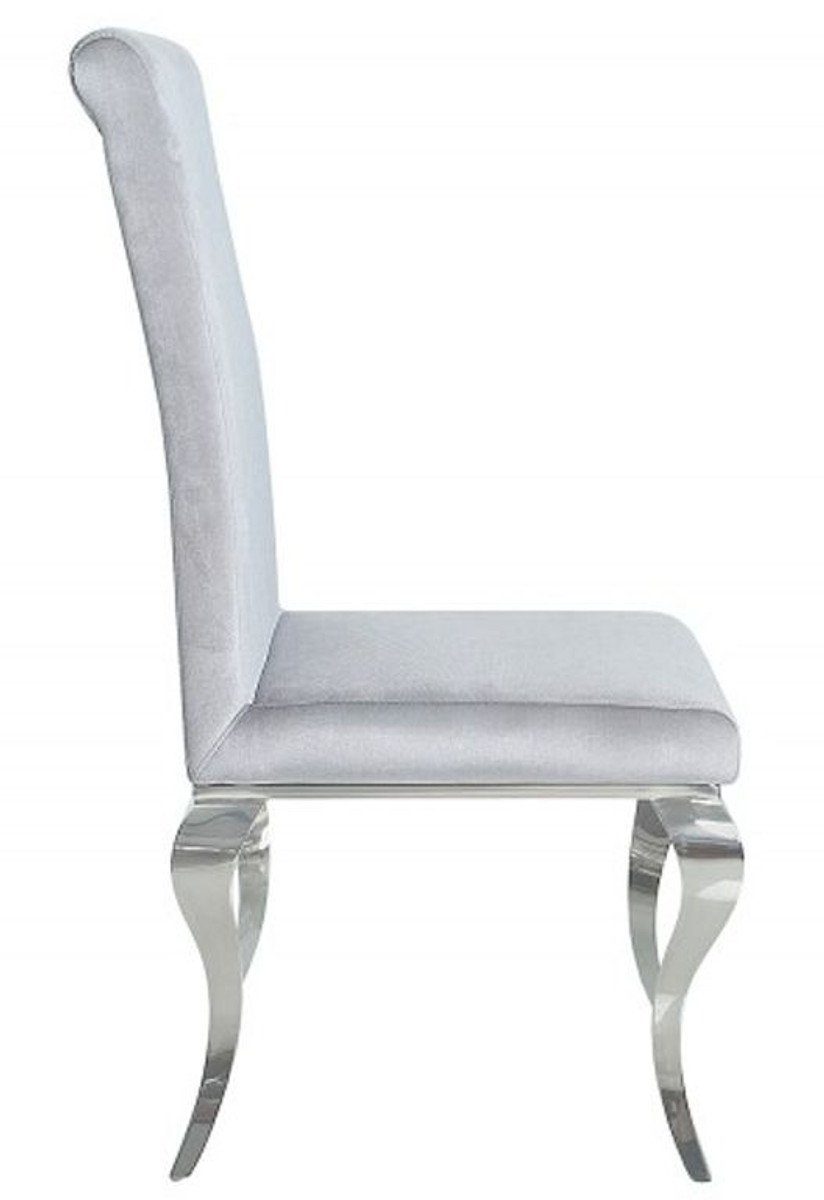 Casa Padrino Esszimmerstuhl Barock Esszimmer Designer - Stuhl Silbergrau - Modern / Silber Stuhl