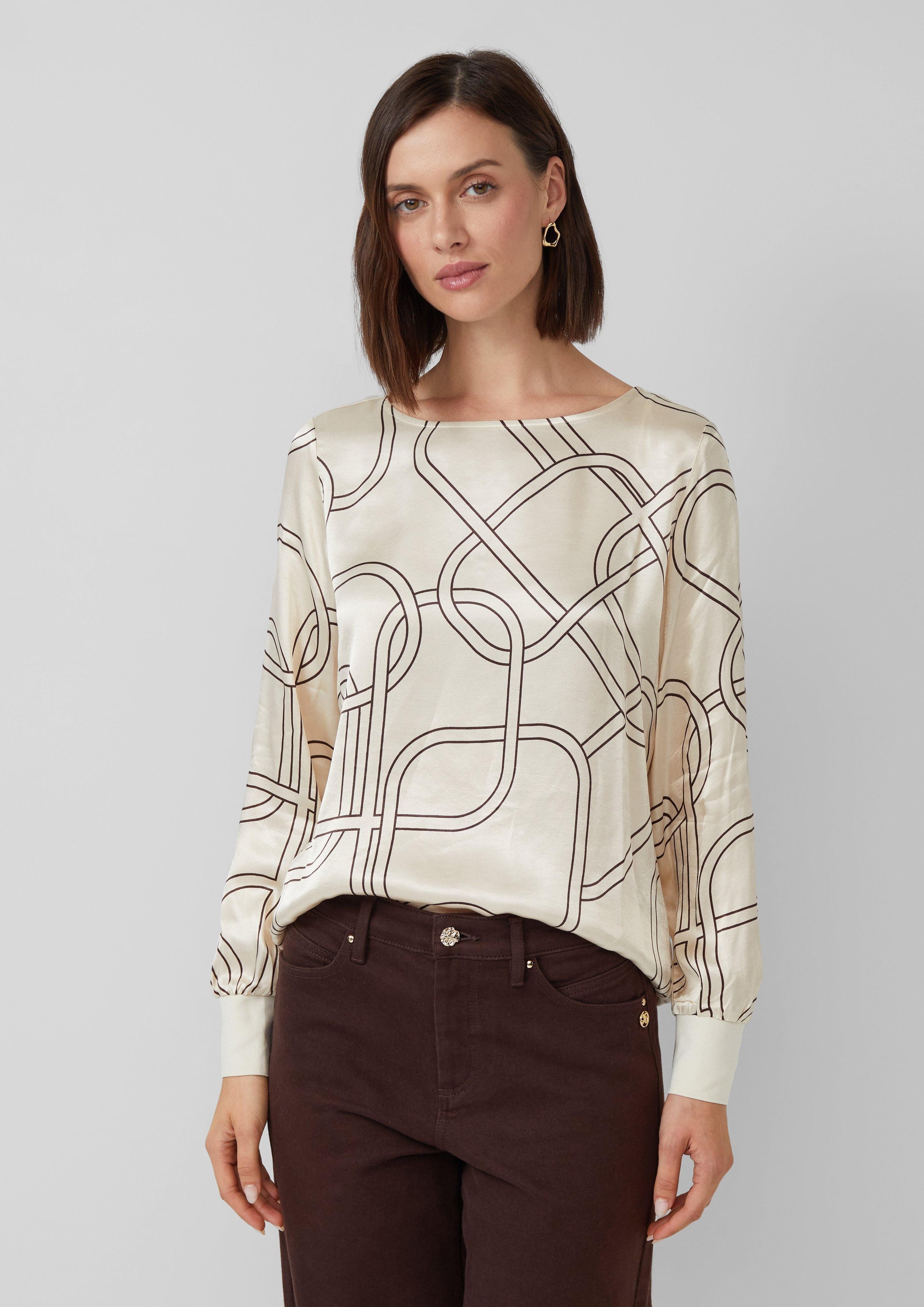 s.Oliver BLACK LABEL Langarmshirt Satinierte Viskose-Bluse günstig online kaufen