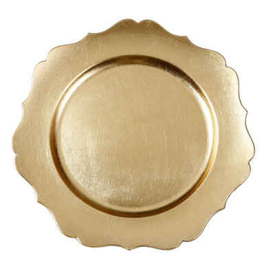 INGE-GLAS® Dekoteller, Dekoteller Kunststoff gewellter Rand 33cm gold