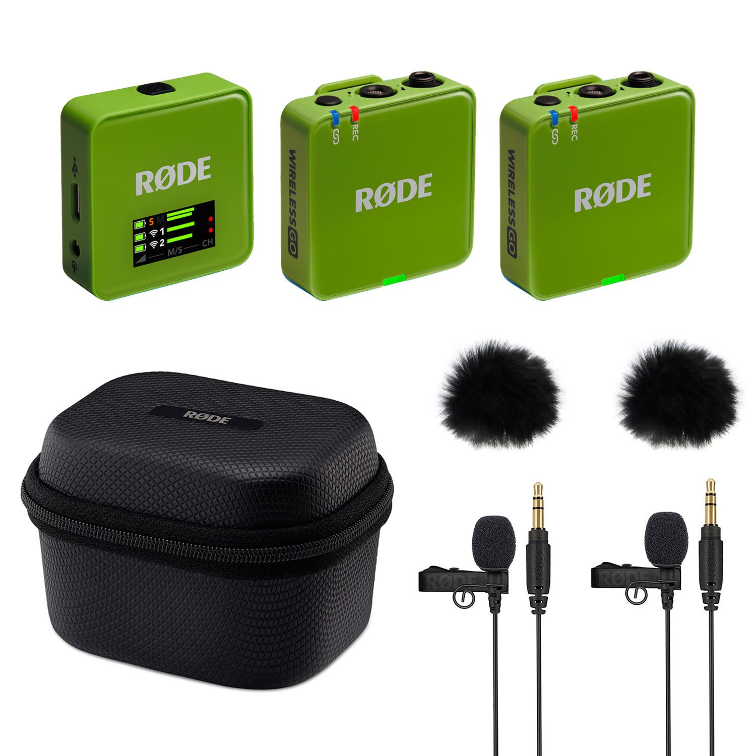Rode Wireless GO Gen 3 GR mit Charge Case + 2x Lavalier GO und 2x WS05 Digitales Aufnahmegerät