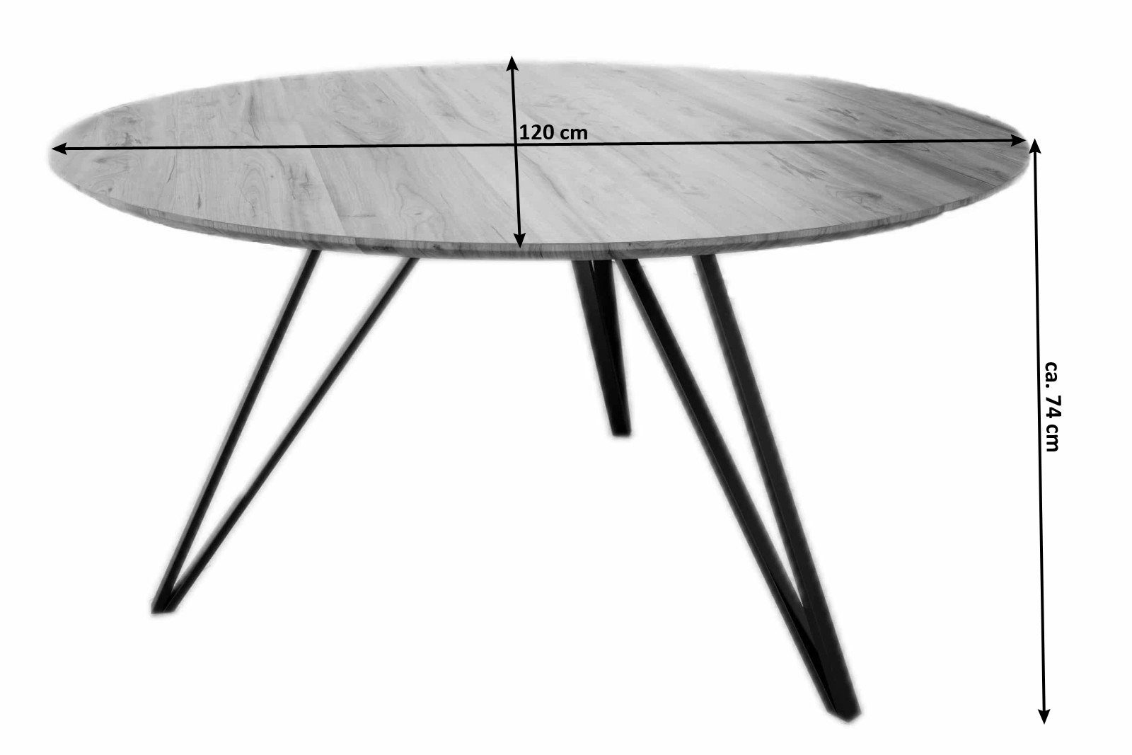 SAM® Esstisch Namu, Tischplatte rund, schweizer Kante, Metallfüße schwarz günstig online kaufen