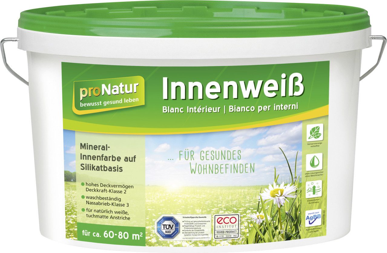 Pronatur Wandfarbe Pronatur Mineralfarbe Innenweiß 10 L weiß