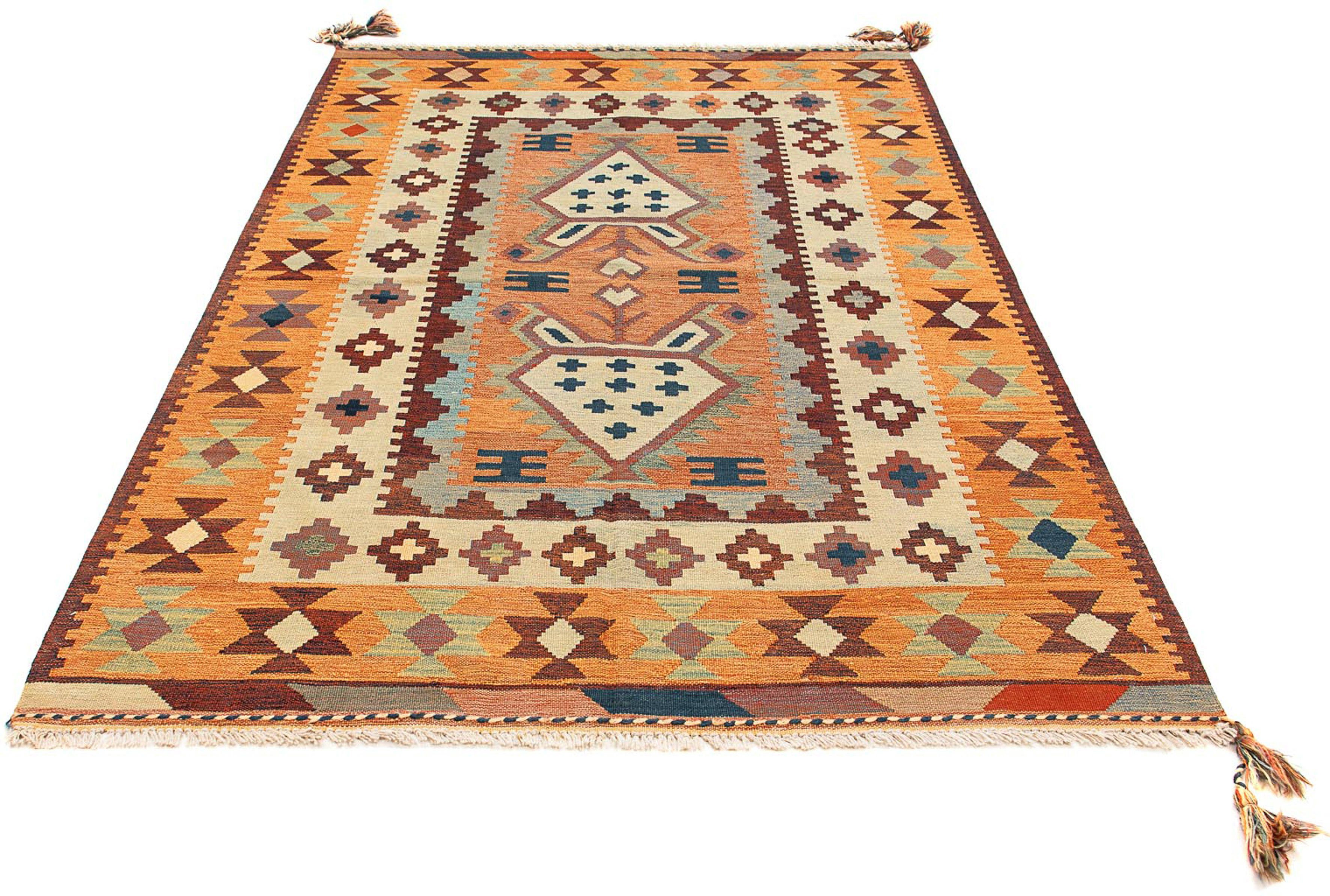 Wollteppich Kelim - Oriental - 208 x 143 cm - mehrfarbig, morgenland, rechteckig, Höhe: 4 mm, Wohnzimmer, Einzelstück