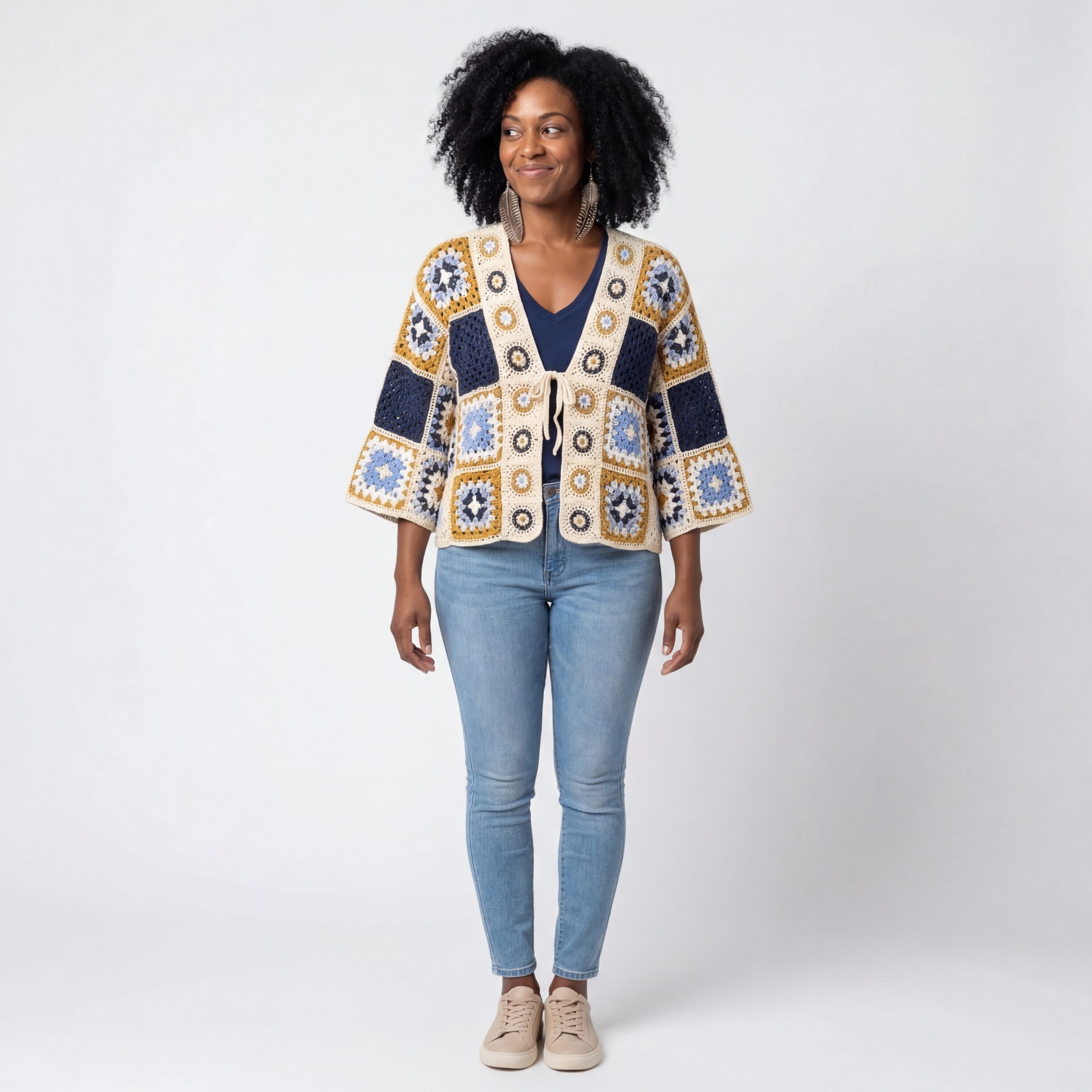 OriginalYou Strickjacke Damen Häkel Jacke Sommerjacke Strick Bolero One Size 38-42 (38/40 relaxed, 40/42 regular), Vintage Sommerlook