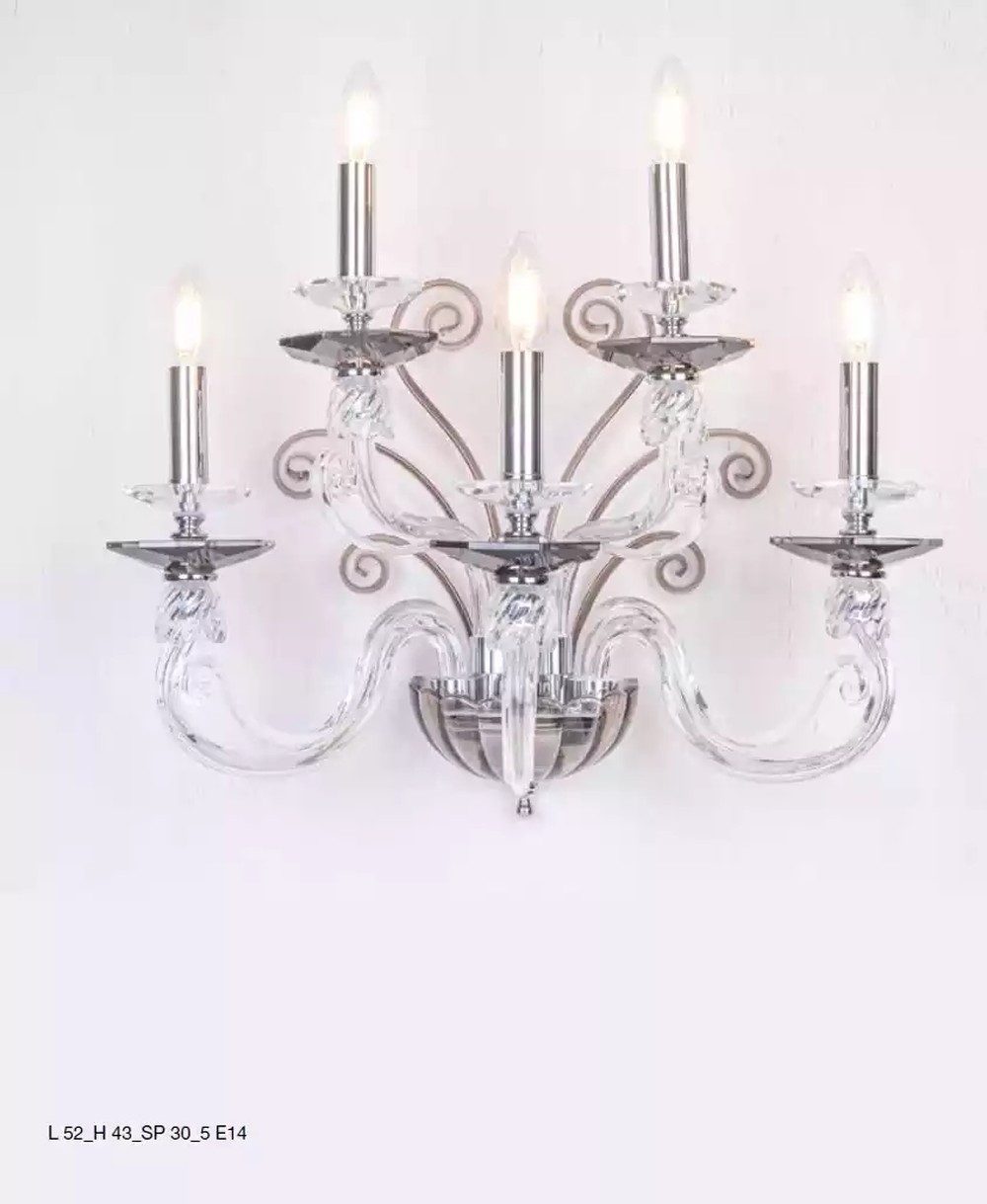 JVmoebel Wandleuchte Kristall Wandlampe im Antik Stil mit Lüster-Design, Keine Funktionen, Leuchtmittel wechselbar, Tageslichtweiß, Made in Italy