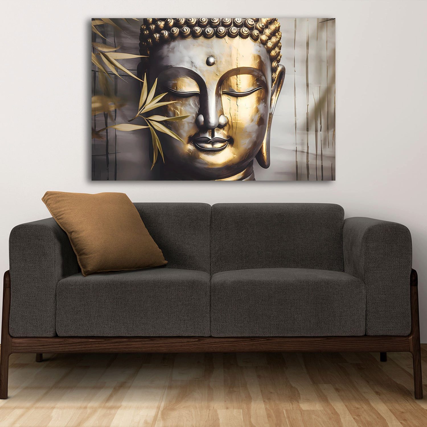 Artedinoi Leinwandbild Goldener Buddha Zen Gesicht Wandbild Leinwandbild Kunstdruck XL Wandde, Goldener Buddha, Zen