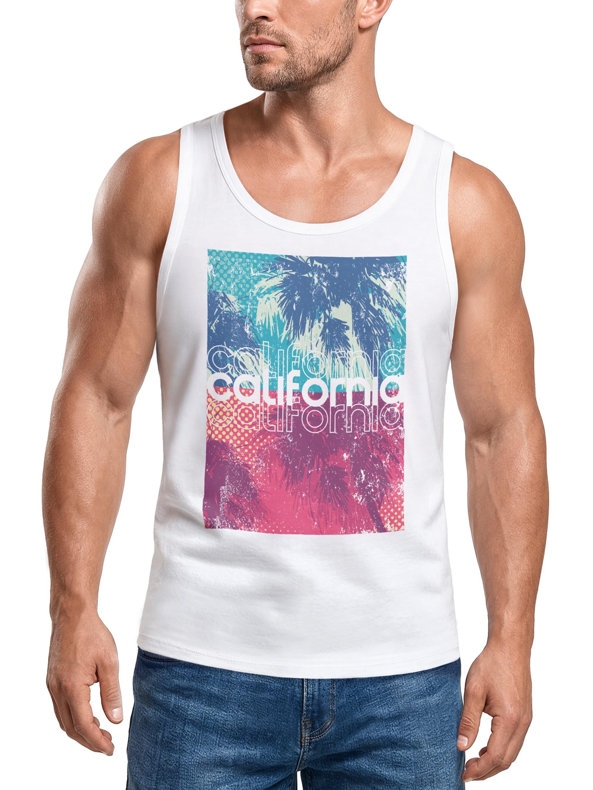 Neverless Tanktop Herren Tank-Top California Palmen Sommer Foto Print Aufdruck mit Print