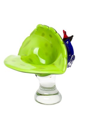 Aubaho Obstschale Glasschale Pfau Glas Schale Vogel Figur Dekoration 27cm