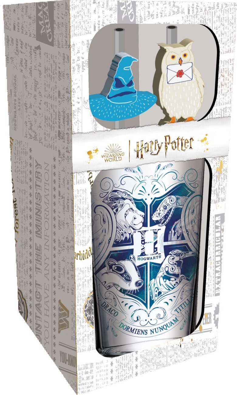 Stor Tumbler-Glas Harry Potter Glas Tumbler mit Trinkhalmen Hogwarts
