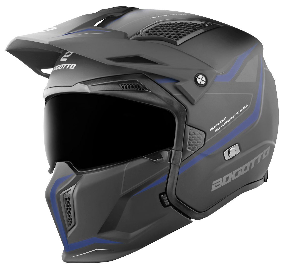 Bogotto Motorradhelm Radic WN-ST Helm, Ratschenverschluss
