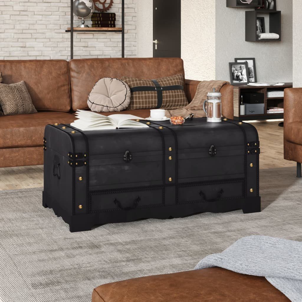 Truhe Schatztruhe Holz Groß Schwarz