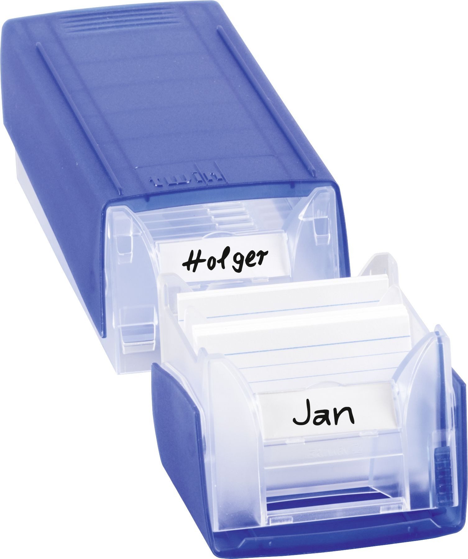 BRUNNEN Karteikasten Karteibox Twin Boxx A8 quer incl. Karten mittelblau