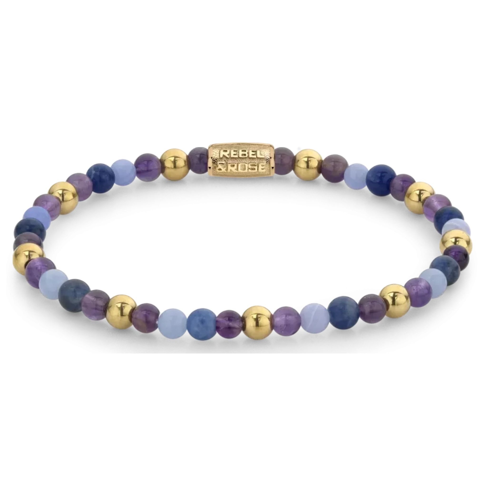 Armband Armband Edelsteinen in Lila, Violett und Gold mit Edelstahlverschluss