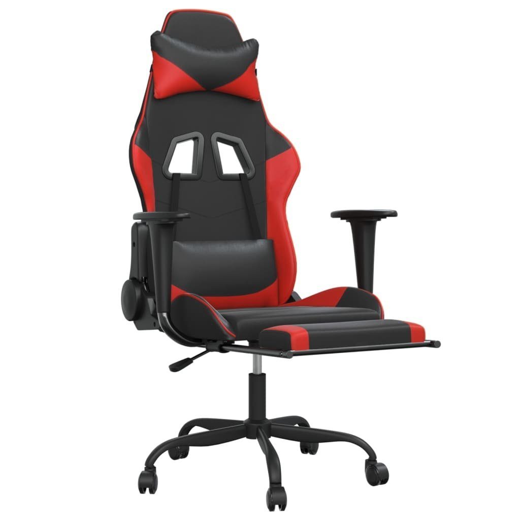 Rot Kunstleder Gaming-Stuhl & mit vidaXL und Schwarz und Schwarz St) Massage rot & Fußstütze (1 Gaming-Stuhl | Schwarz rot