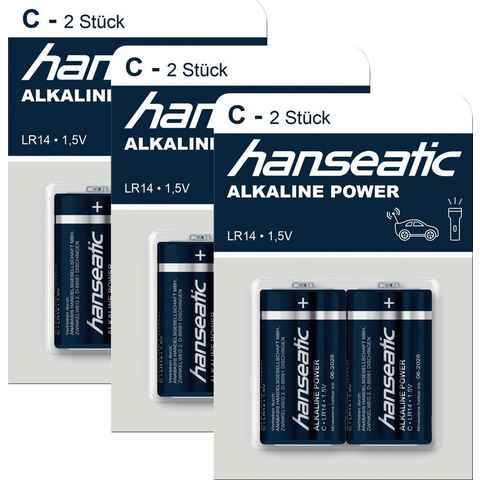 Hanseatic 6 Stück Baby C Batterien Alkaline LR14 Batterie, LR14 (1,5 V, 6 St)