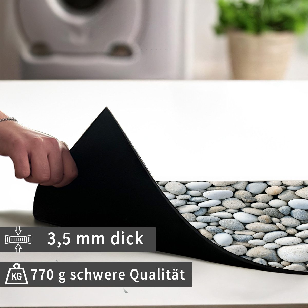 Tabletop Antirutschmatte Waschmaschinen-Auflage Stein-Optik rutschfest, waschbar, 1-St., Textil-Finish Gummi-Matte als Trockner Waschmaschinen-Unterlage – Bild 4 von 5