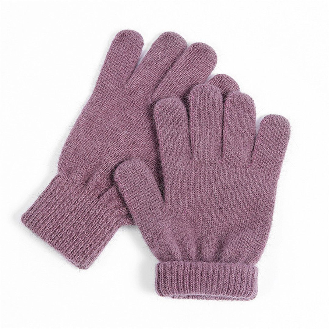 Winterwarme Fleecehandschuhe weich warme UG Verdickte, Damen-Strickhandschuhe Handschuhe, einfach einfarbig, L.Ru und modische,