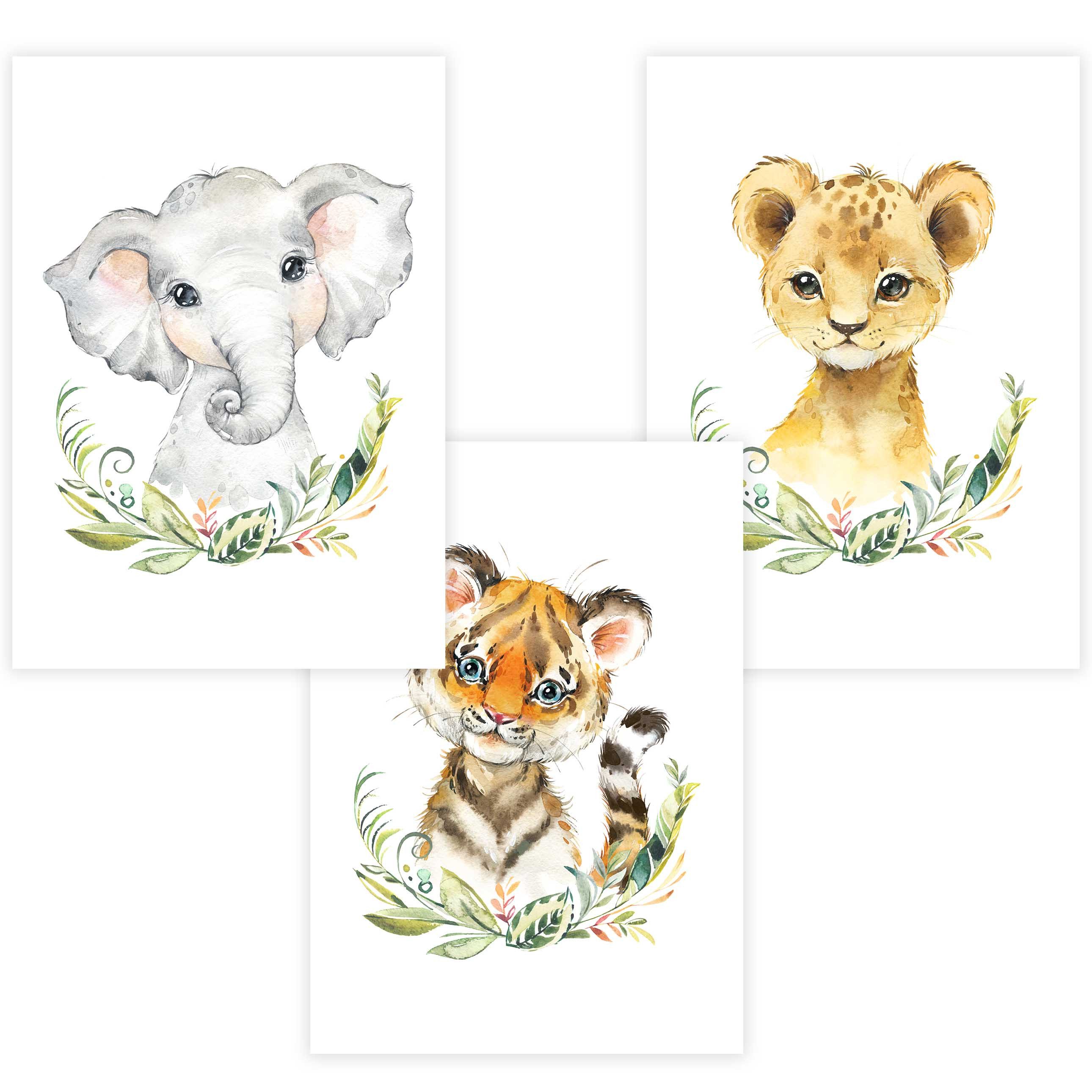 Poster Kinderzimmer Poster 3er Set Premium P711 / Safaritiere