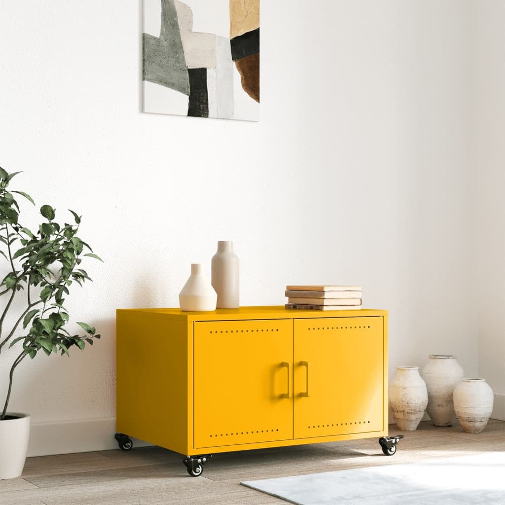 vidaXL Couchtisch Couchtisch Senfgelb 68x50x43,5 cm Kaltgewalzter Stahl