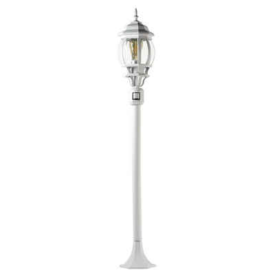 Licht-Erlebnisse Außen-Stehlampe BREST, ohne Leuchtmittel, Außenlampe mit Bewegungsmelder Weiß 123,5cm Rustikal Garten