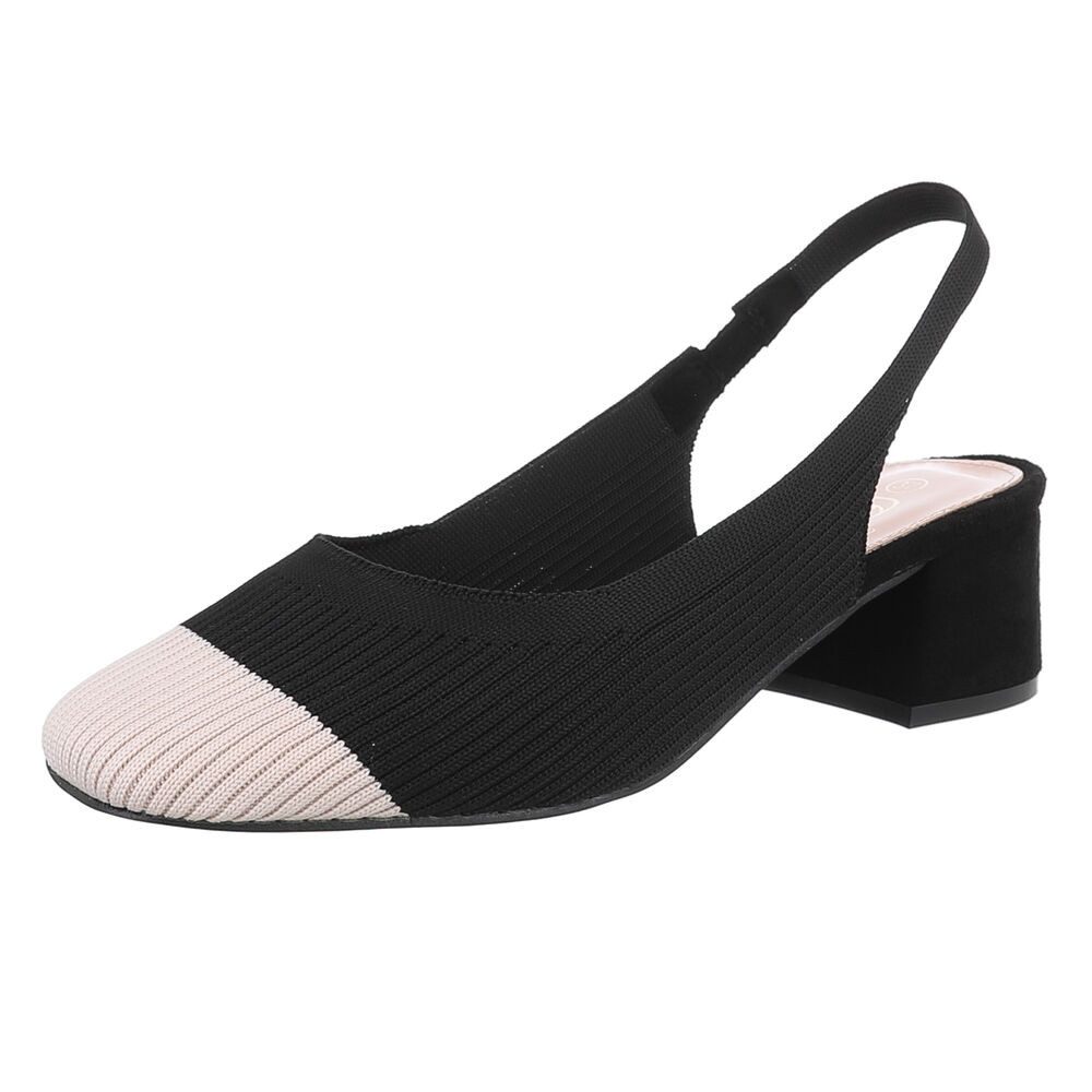 Ital-Design Bequemer Slingback-Pump für stilbewusste Frauen Schnürpumps (89092260) Blockabsatz Pumps in Schwarz