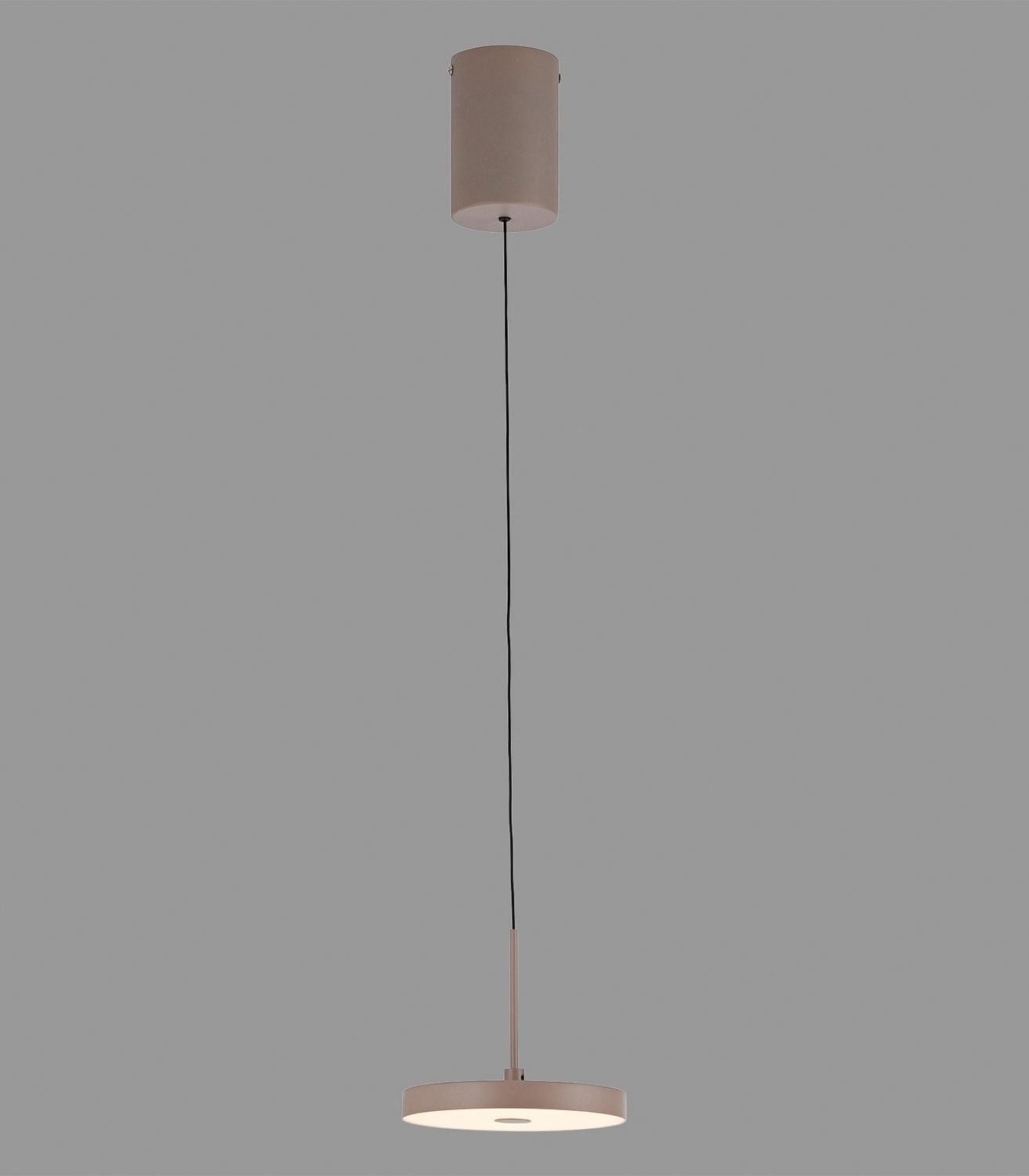 JUST LIGHT LED Pendelleuchte PLATA, 1-flammig, Sandbraun, Metall, Dimmfunktion, LED fest integriert, Extra-Warmweiß, Höhenverstellbar, Ø 15,2 x H 160 cm