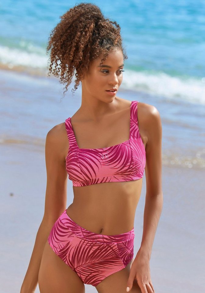 LASCANA ACTIVE Bustier Bikini Top »Coal«, im Mustermix aus Palmen und Streifen › rosa  - Onlineshop OTTO
