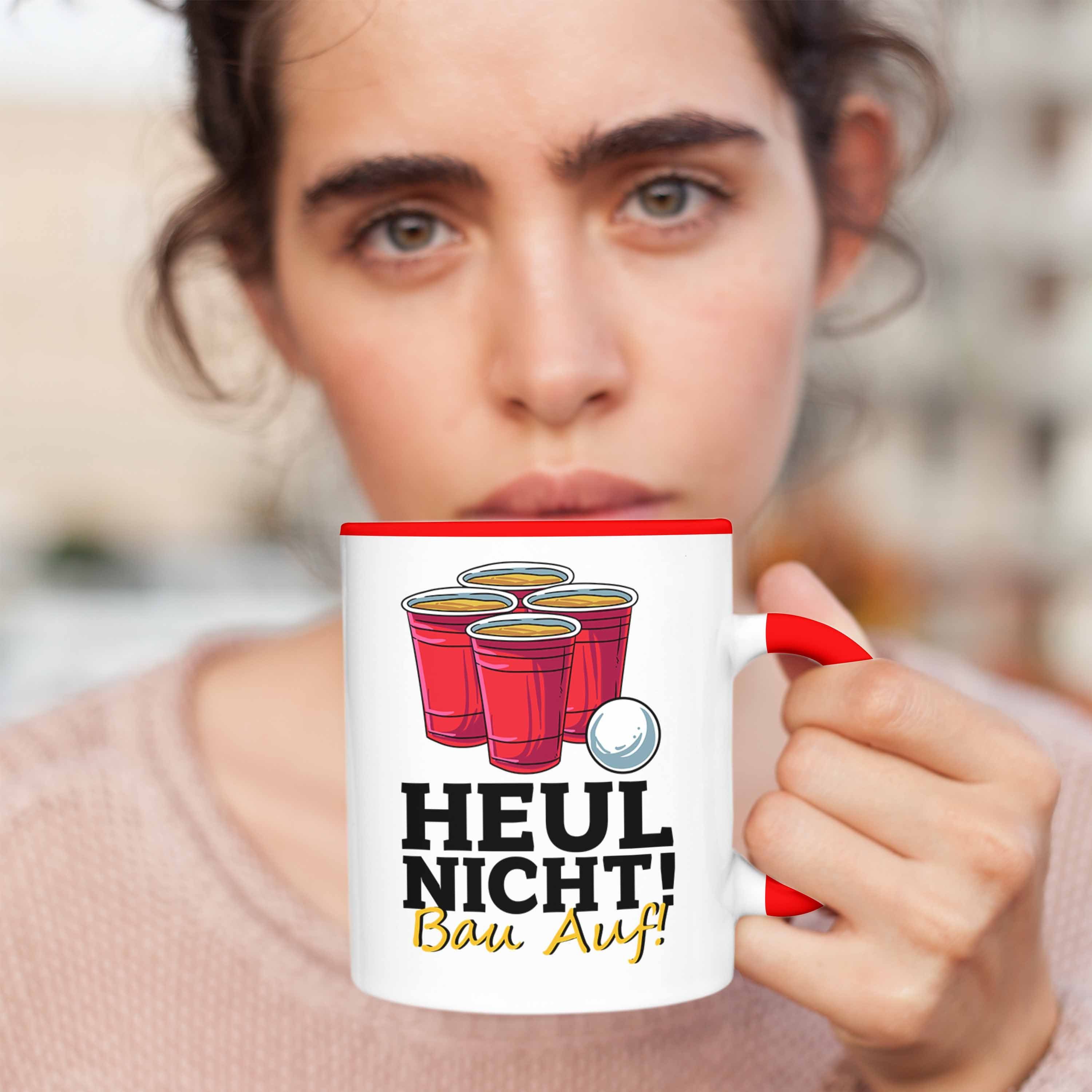 Tasse Lustige Beer Trendation Pong für Nicht Fans "Heul Bierpong Tasse Bau Rot Auf"