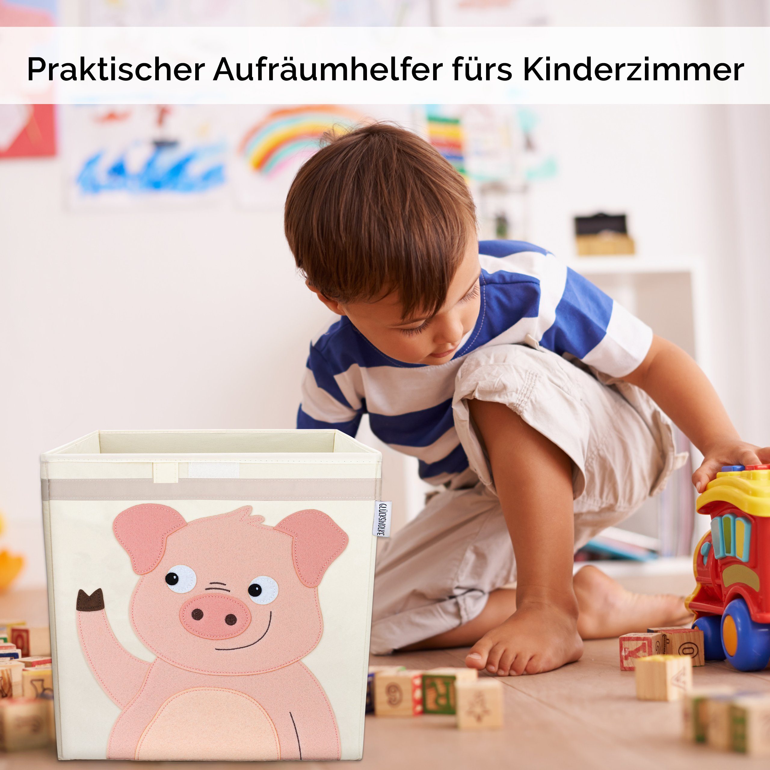 GLÜCKSWOLKE Aufbewahrungsbox Kinder - 15 Motive I Spielzeugkiste mit Deckel für Kinderzimmer (Größe 33x33x33), Boxen zur Aufbewahrung im Kallax Regal I Kiste fü – Bild 5 von 5