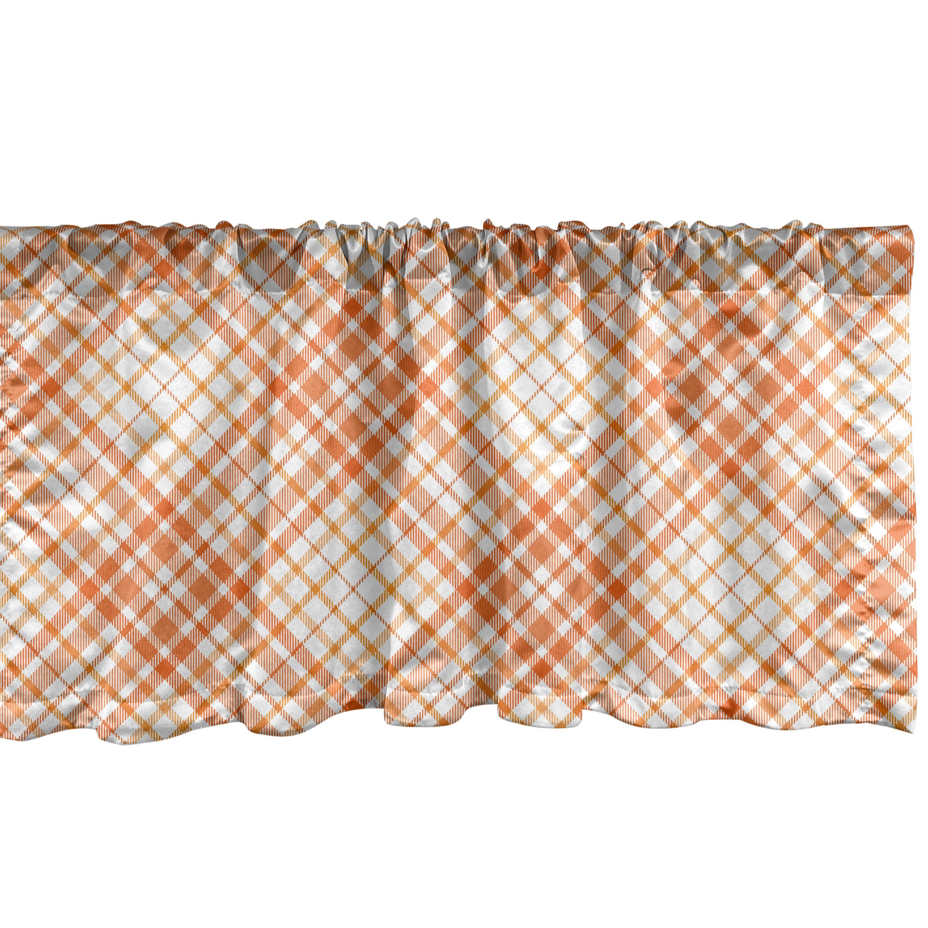 Scheibengardine Vorhang Volant für Küche Schlafzimmer Dekor mit Stangentasche, Abakuhaus, Microfaser, Kariert Tartan in Orangetönen