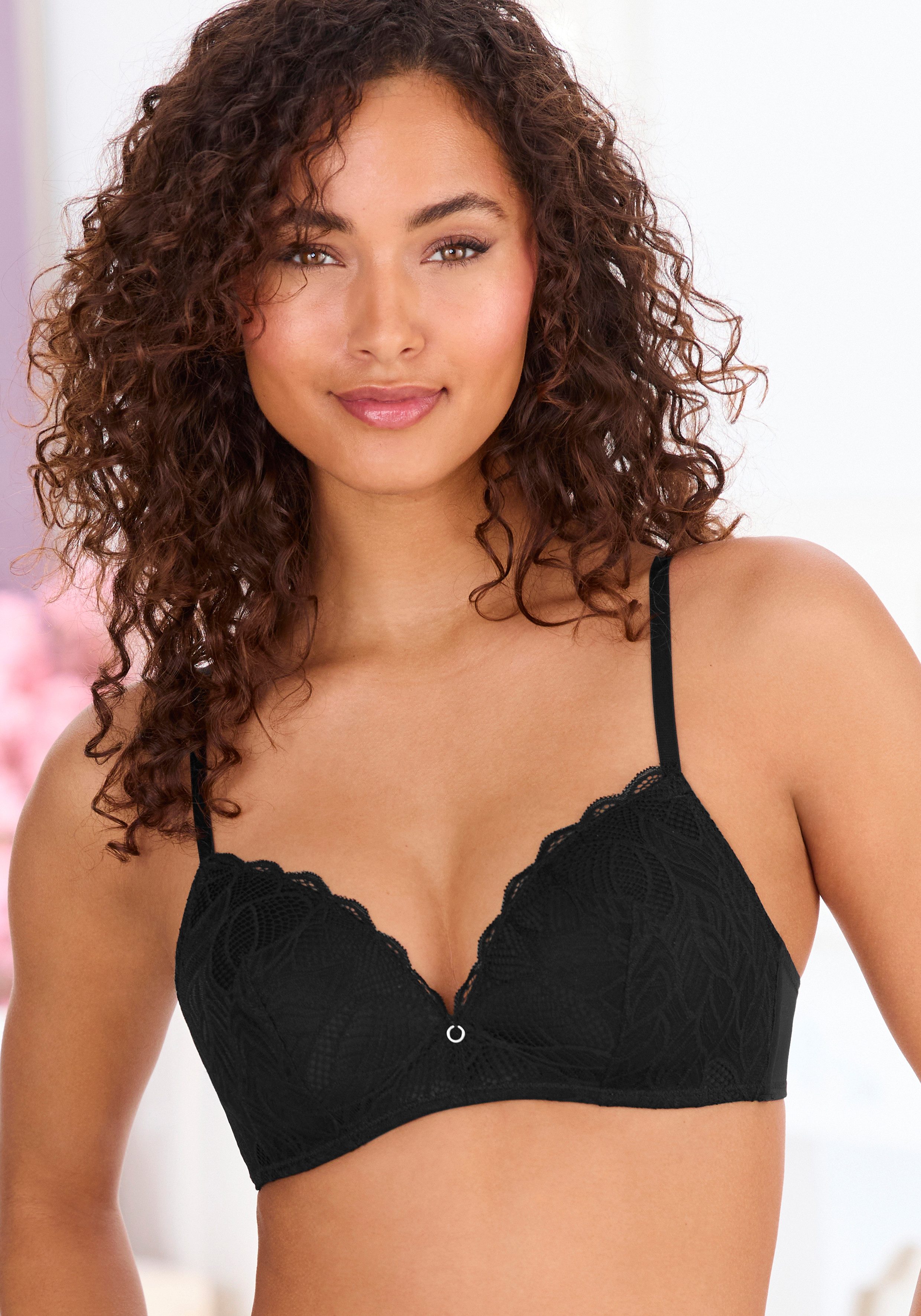 LASCANA Bralette-BH ohne Bügel mit feiner Spitze mit Blättermotiv, Dessous